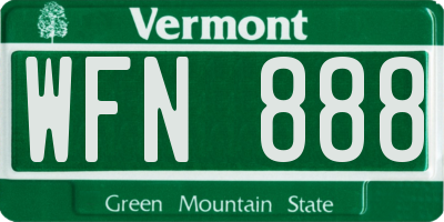 VT license plate WFN888