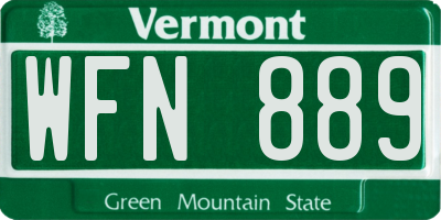 VT license plate WFN889