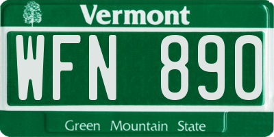 VT license plate WFN890