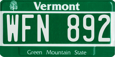 VT license plate WFN892