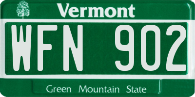 VT license plate WFN902