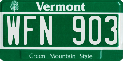 VT license plate WFN903