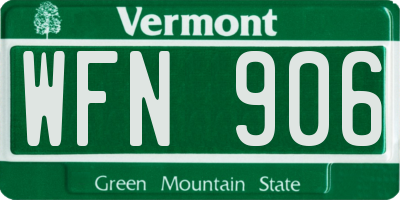 VT license plate WFN906