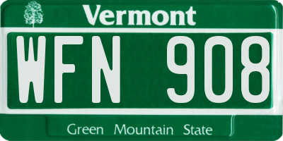 VT license plate WFN908