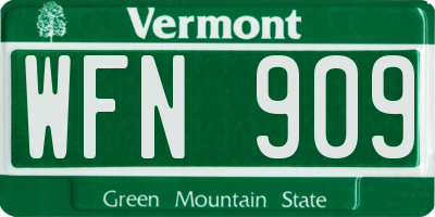 VT license plate WFN909