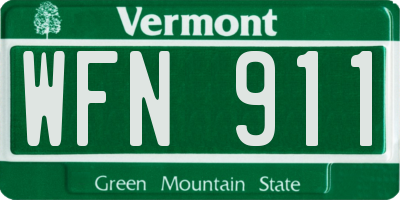 VT license plate WFN911