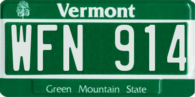 VT license plate WFN914