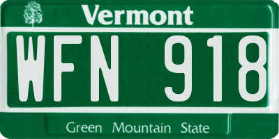 VT license plate WFN918