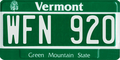 VT license plate WFN920