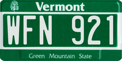 VT license plate WFN921