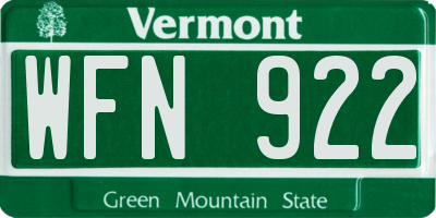 VT license plate WFN922