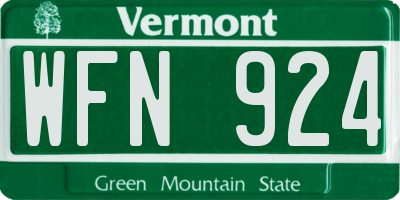 VT license plate WFN924
