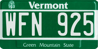 VT license plate WFN925