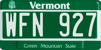 VT license plate WFN927
