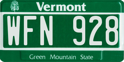 VT license plate WFN928