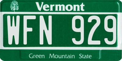 VT license plate WFN929