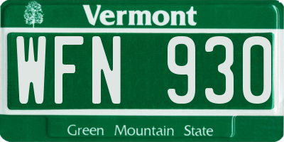 VT license plate WFN930