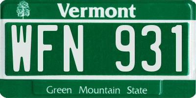 VT license plate WFN931