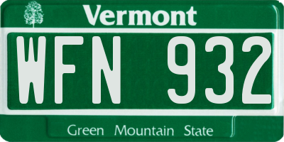 VT license plate WFN932