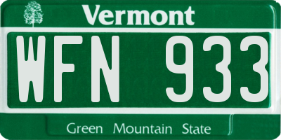 VT license plate WFN933