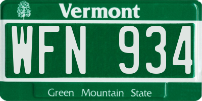 VT license plate WFN934