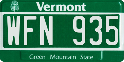 VT license plate WFN935