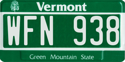 VT license plate WFN938