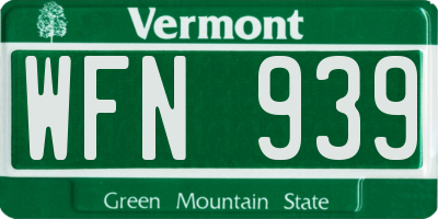 VT license plate WFN939