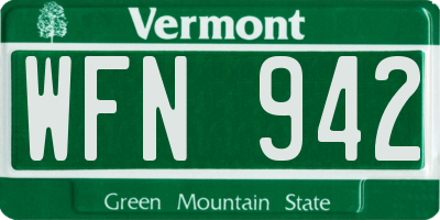 VT license plate WFN942