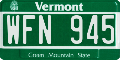 VT license plate WFN945