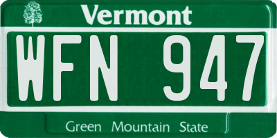 VT license plate WFN947