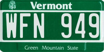 VT license plate WFN949