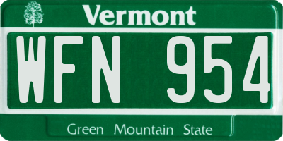VT license plate WFN954