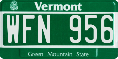 VT license plate WFN956