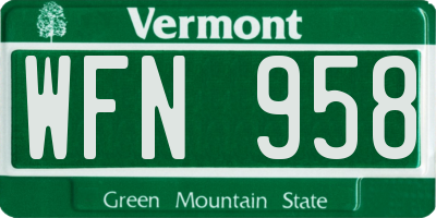 VT license plate WFN958