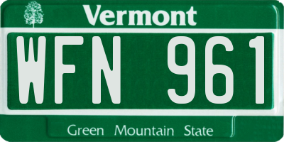 VT license plate WFN961