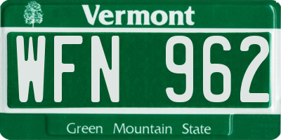 VT license plate WFN962