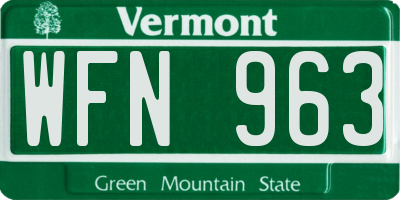 VT license plate WFN963