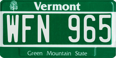 VT license plate WFN965