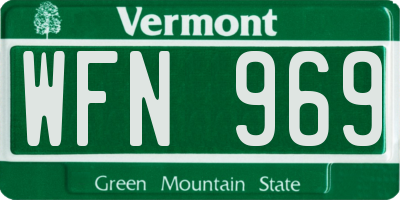 VT license plate WFN969