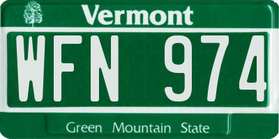 VT license plate WFN974