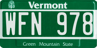 VT license plate WFN978