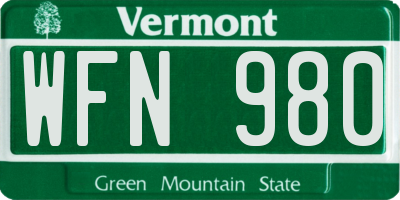 VT license plate WFN980