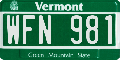 VT license plate WFN981