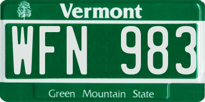 VT license plate WFN983
