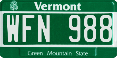 VT license plate WFN988