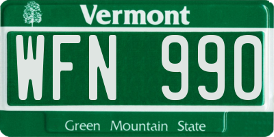 VT license plate WFN990