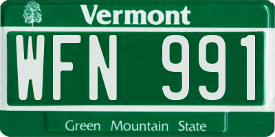 VT license plate WFN991