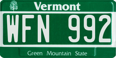 VT license plate WFN992
