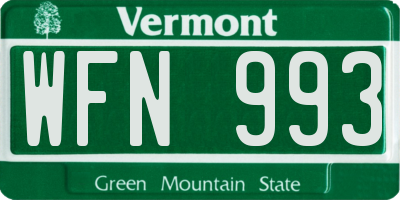 VT license plate WFN993